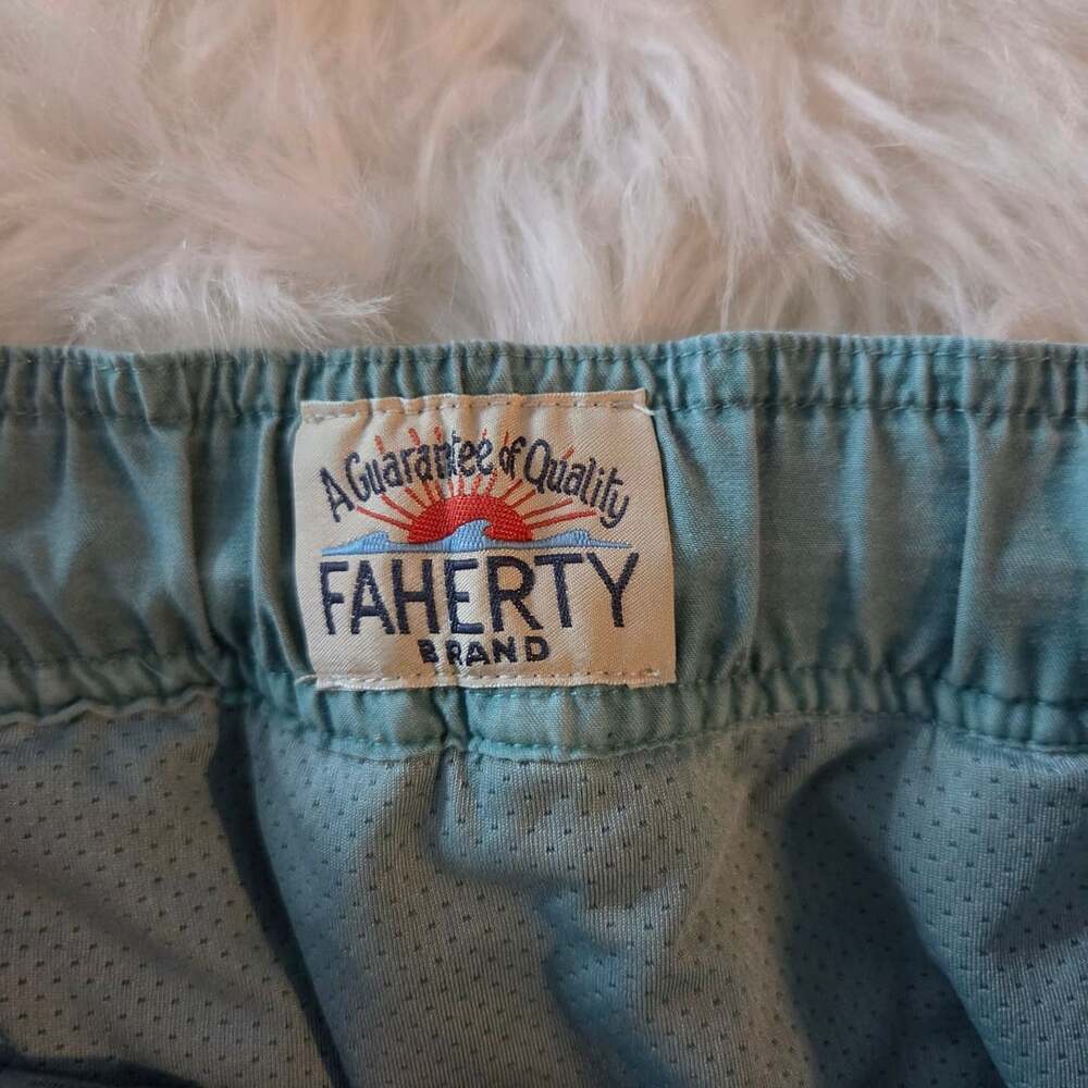 Faherty Brand Men's Green Waist Drawstring Beach Shorts Size M - Picture 5 of 9